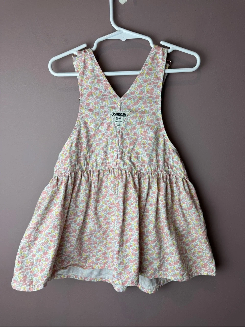 OshKosh B'gosh Pastel Pink Floral Overall Dress